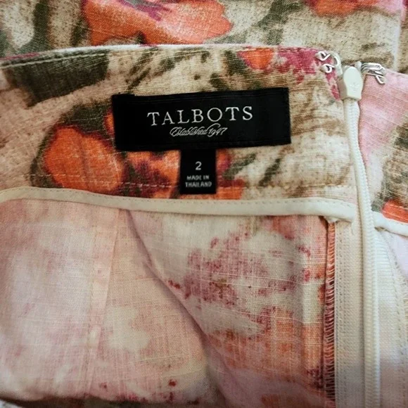 Talbots floral tapestry jacquard cottage 100% cotton pencil‎ skirt size 2 - Picture 7 of 8